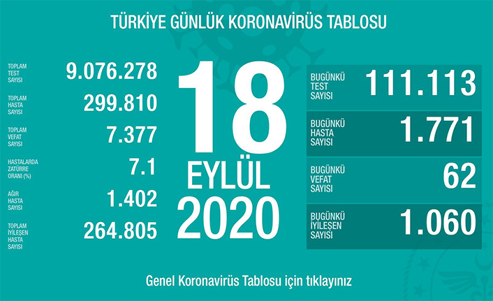 Can Kaybı 7377, Hasta Sayısı 299 Bin 810