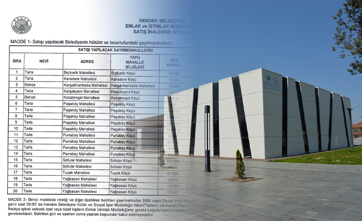 Hendek Belediyesinden İhale Uyarısı