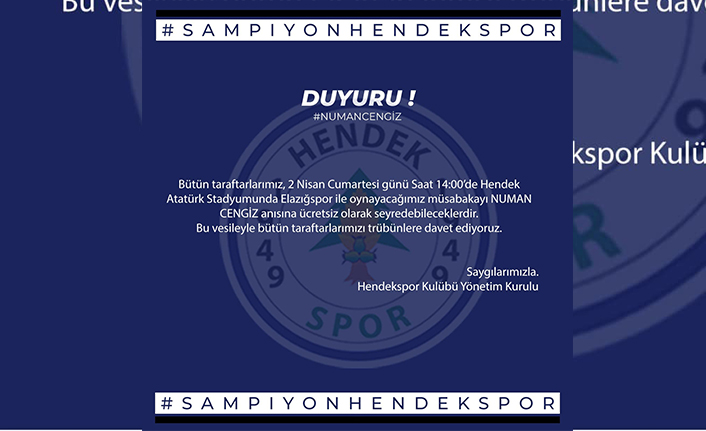 Hendekspor’dan Tribüne Davet