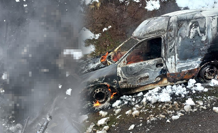 Yanan Aracın İçerisinde Feci Ölüm