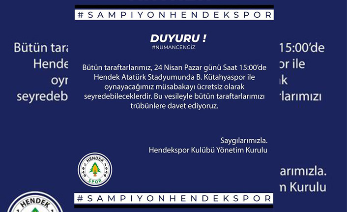 Kütahyaspor Maçı Taraftara Ücretsiz