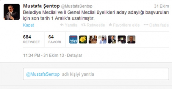 AKP'DE BAŞVURULAR UZATILDI