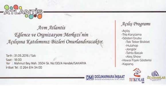 AVM ATLANTİS AÇILIŞINA DAVET