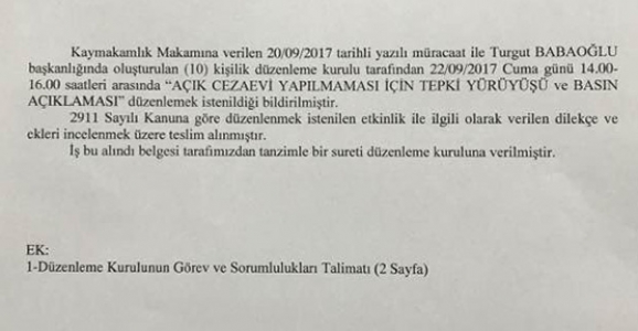 BABAOĞLU CEZAEVİ İÇİN DİLEKÇE VERDİ