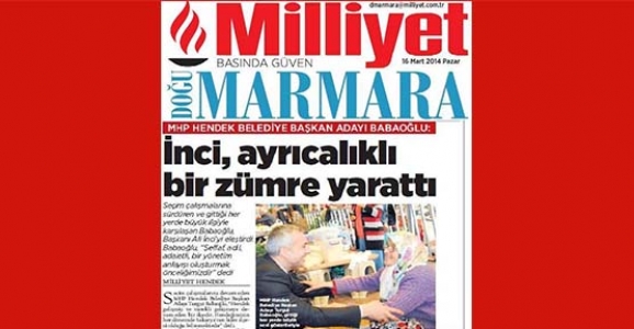 BABAOĞLU’ MİLLİYET GAZETESİNİN MANŞETİN’DE