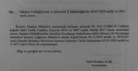 Çağlayan Mahallesi Kimliğine Kavuştu