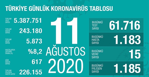 Can Kaybı 5873, Hasta Sayısı 243 Bin 180