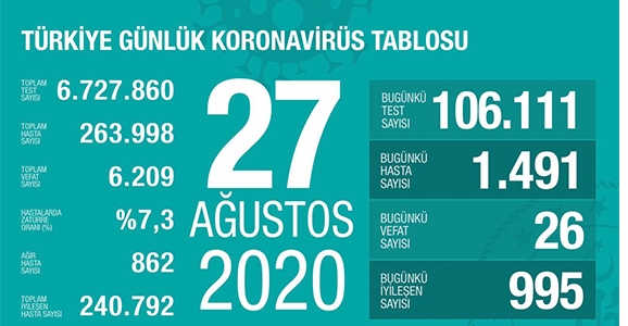 Can Kaybı 6209, Hasta Sayısı 263 Bin 998