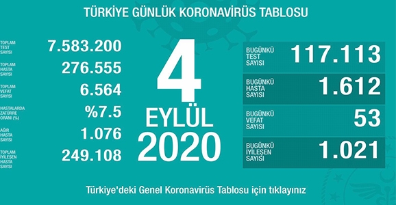 Can Kaybı 6564, Hasta Sayısı 276 Bin 555
