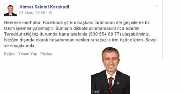 CHPLİ BAŞKAN ADAYI’NIN FACEBOOK ŞİFRESİ ÇALINDI