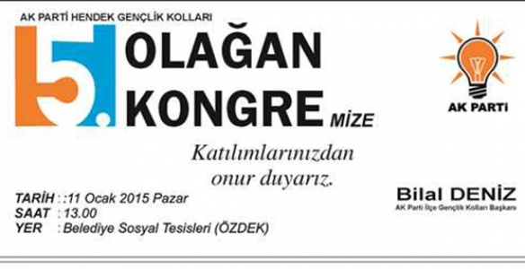 HENDEK AK GENÇLİK KOLLARI 5. OLAĞAN KONGRESİ 11 OCAK’TA 