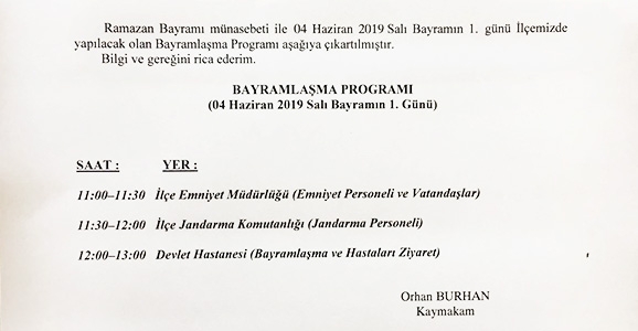 Hendek Protokolü Bayramlaşma Programı