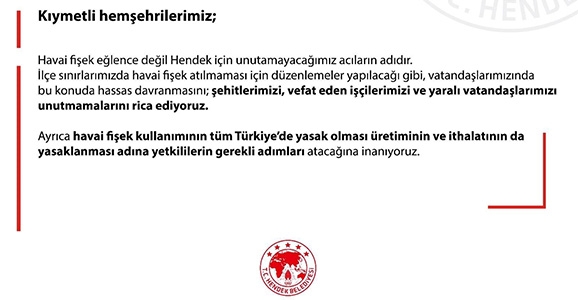 Hendek’te Havai Fişek Düzenlemesi