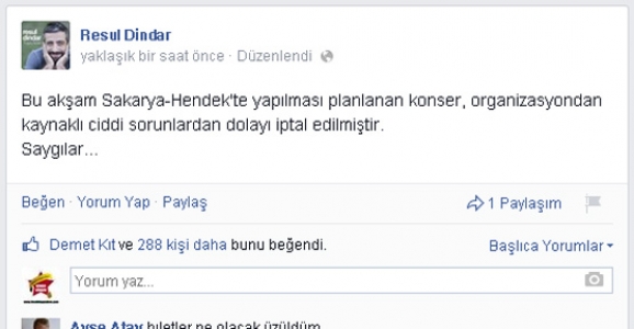 KONSER İPTAL Mİ OLDU