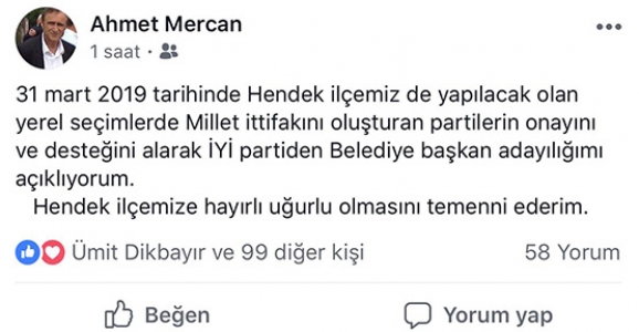 Mercan Adaylığını Açıkladı