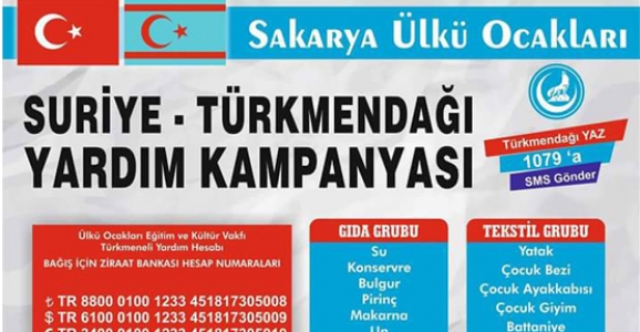 SAKARYA ÜLKÜ OCAKLARINDAN TÜRKMENLERE YARDIM KAMPANYASI 