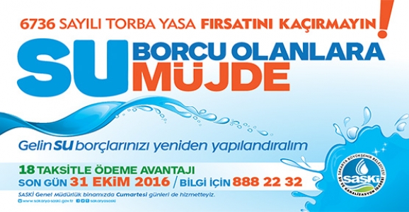 SU BORCU OLANLARA MÜJDE