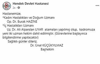 Hastaneye İki Yeni Doktor Atandı