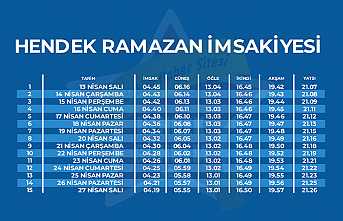 Hendek Ramazan İmsakiyesi