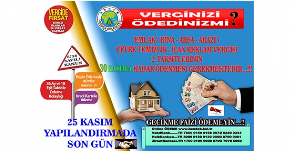 VERGİLERİN İKİNCİ TAKSİTİ 30 KASIM’DA SON