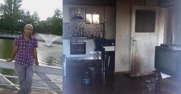 Yangını söndürmek isteyen ev sahibinin üzeri tutuştu