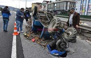 Tekeri Kopması Sonucu Devrildi